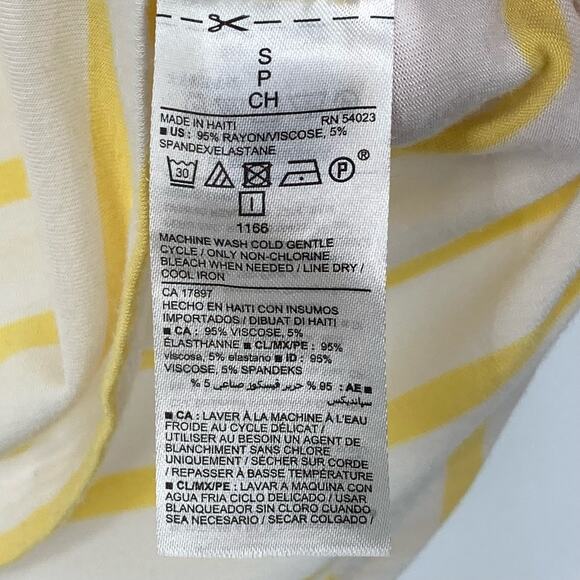Old Navy Luxe V Neck Jersey Stretch Tee Striped Yellow White Small - Picture 5 of 9